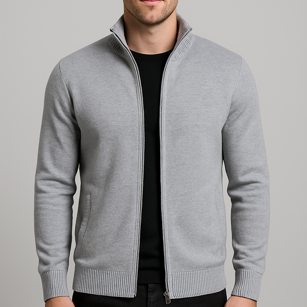 Vintares | Classic Cotton Cardigan with Zipper