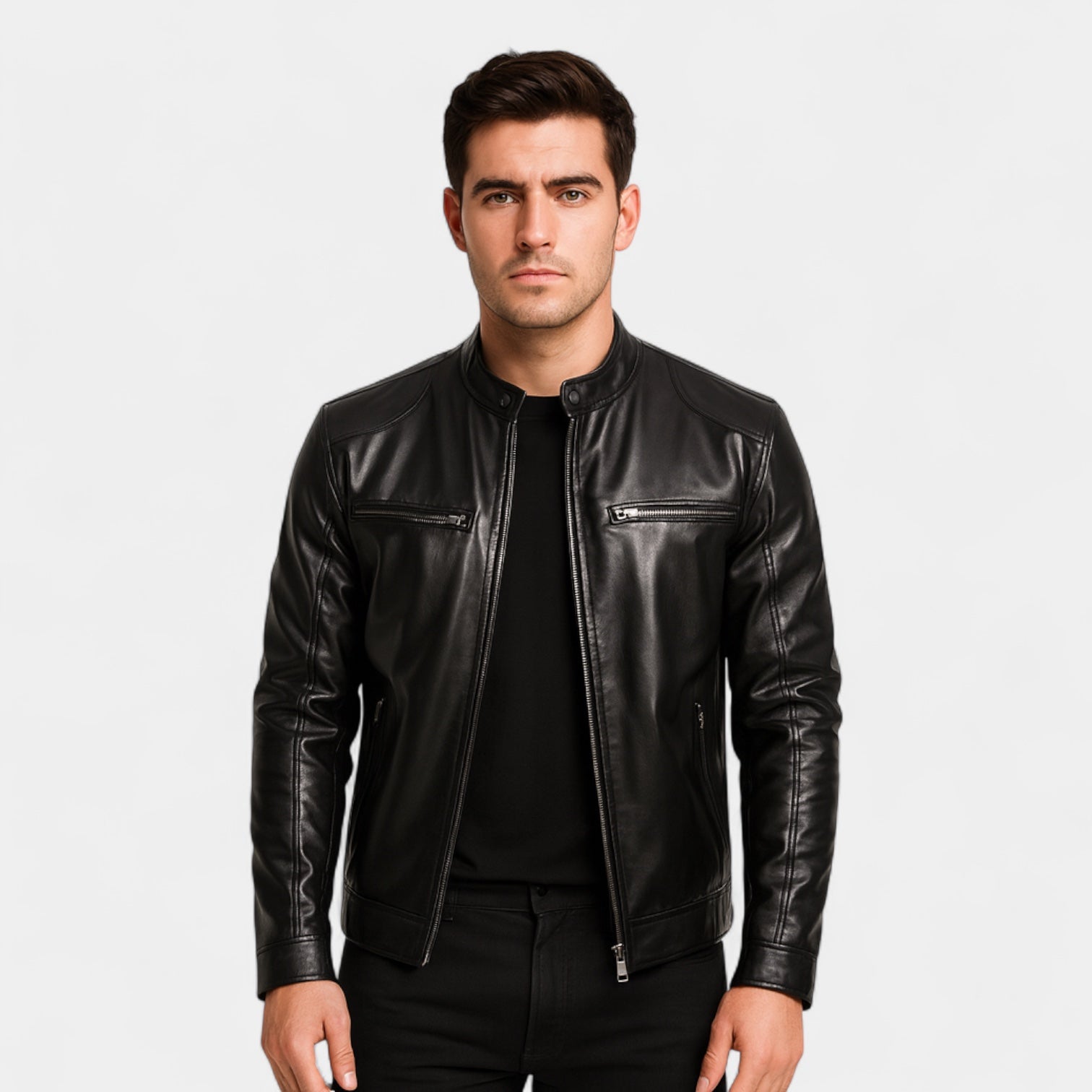 Vintares | Leather Biker Jacket for Men