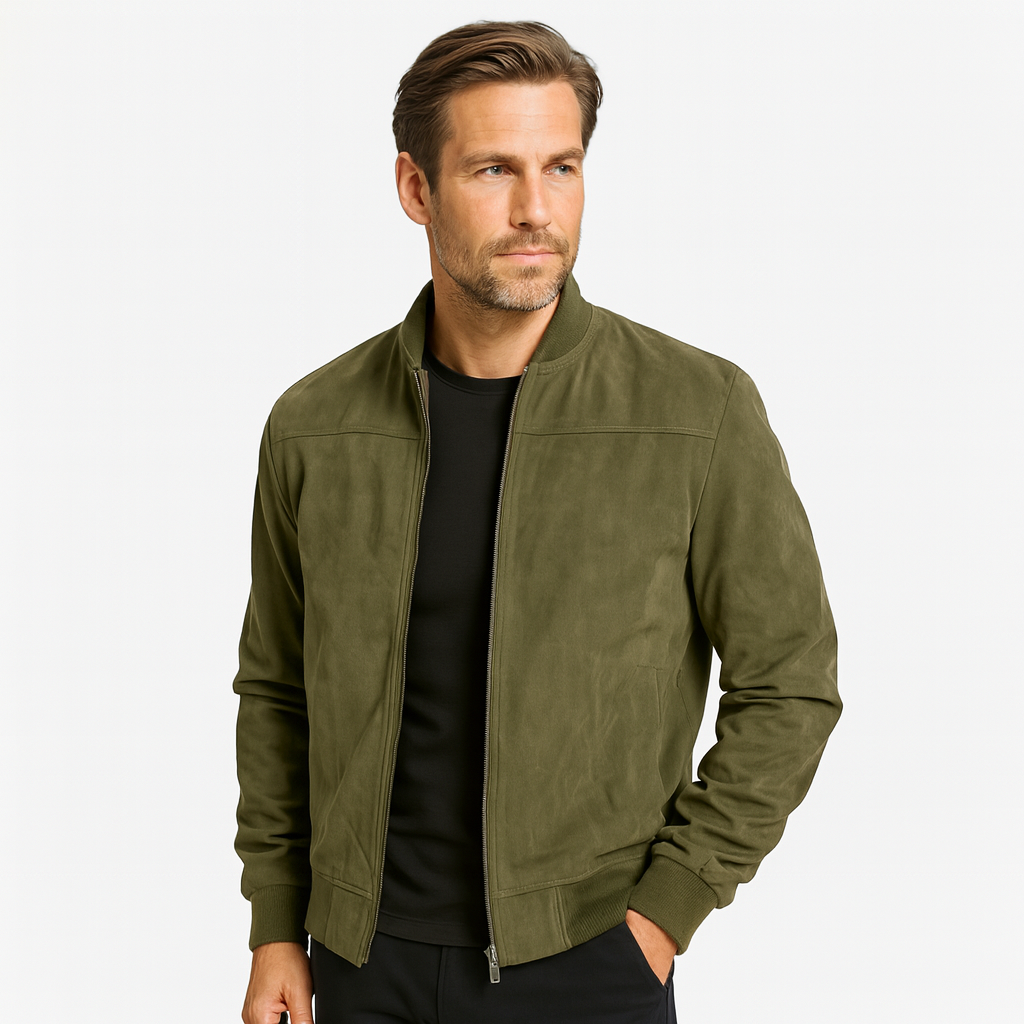 Vintares | Soft Faux Suede Bomber Jacket for Men