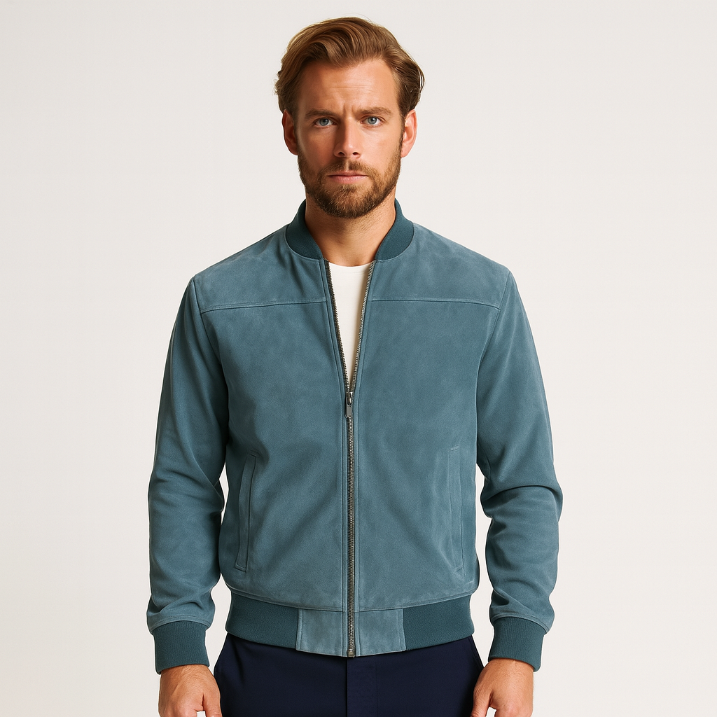 Vintares | Soft Faux Suede Bomber Jacket for Men