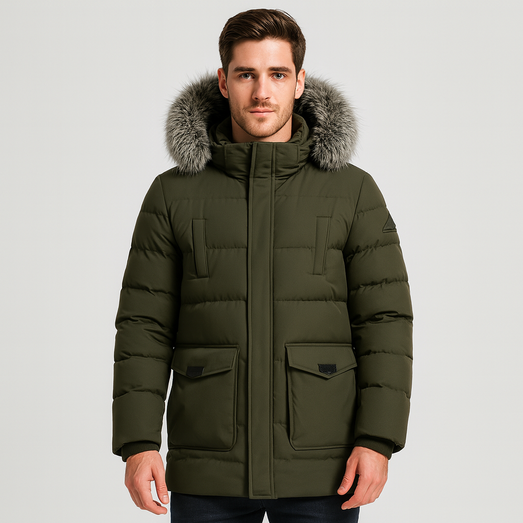Vintares | Long Puffer Parka with Hood for Men