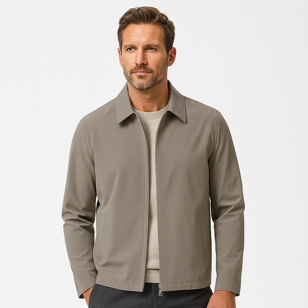 Vintares | Classic Bomber with Collar for Men - Full Zip Business Jacket