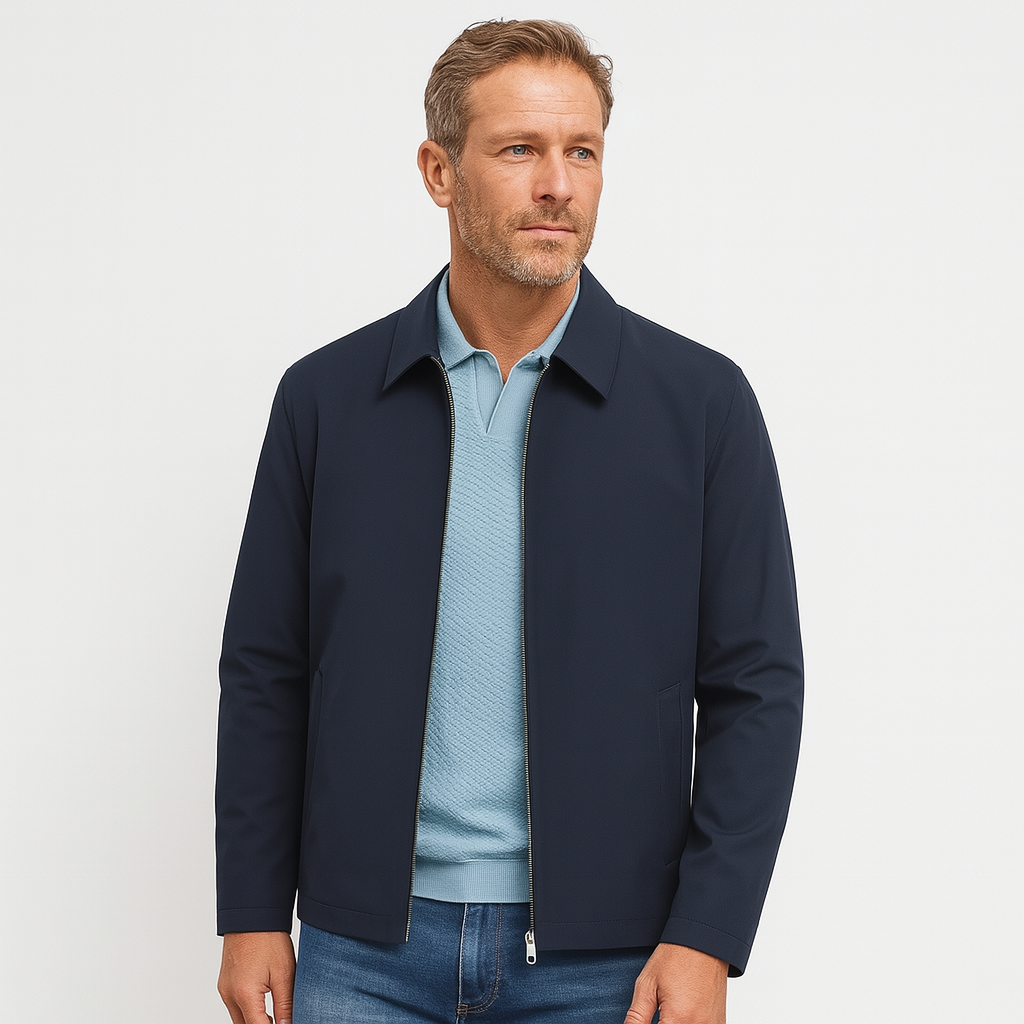 Vintares | Classic Bomber with Collar for Men - Full Zip Business Jacket