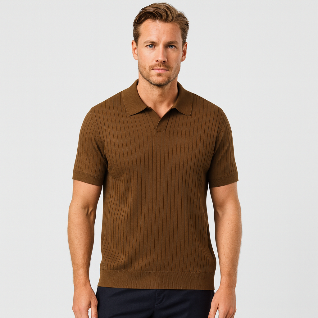 Vintares | Ribbed Knitted Polo - Business T-shirt for Men