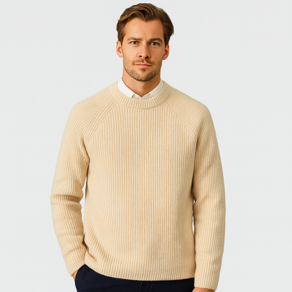 Vintares | Men's Classic Merino Wool Sweater - Ribbed