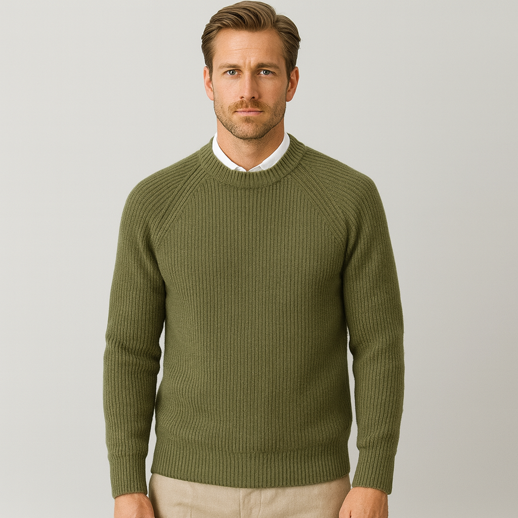 Vintares | Men's Classic Merino Wool Sweater - Ribbed