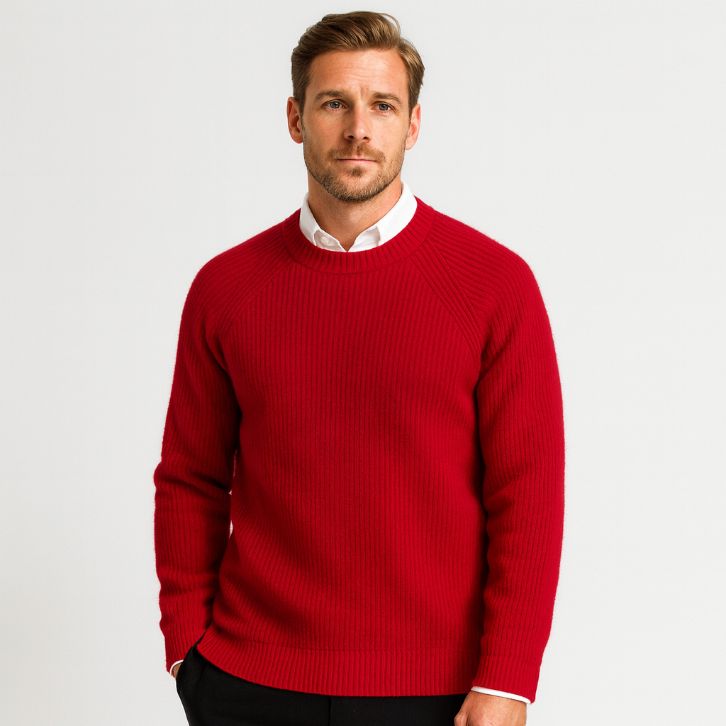 Vintares | Men's Classic Merino Wool Sweater - Ribbed