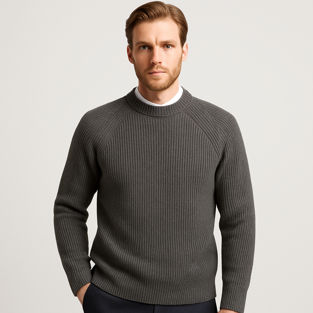 Vintares | Men's Classic Merino Wool Sweater - Ribbed