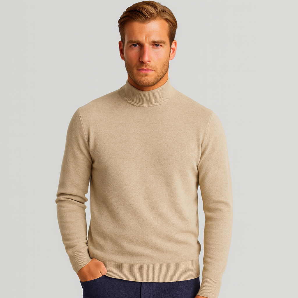Vintares | Merino Blend Pullover with Half-High Turtleneck