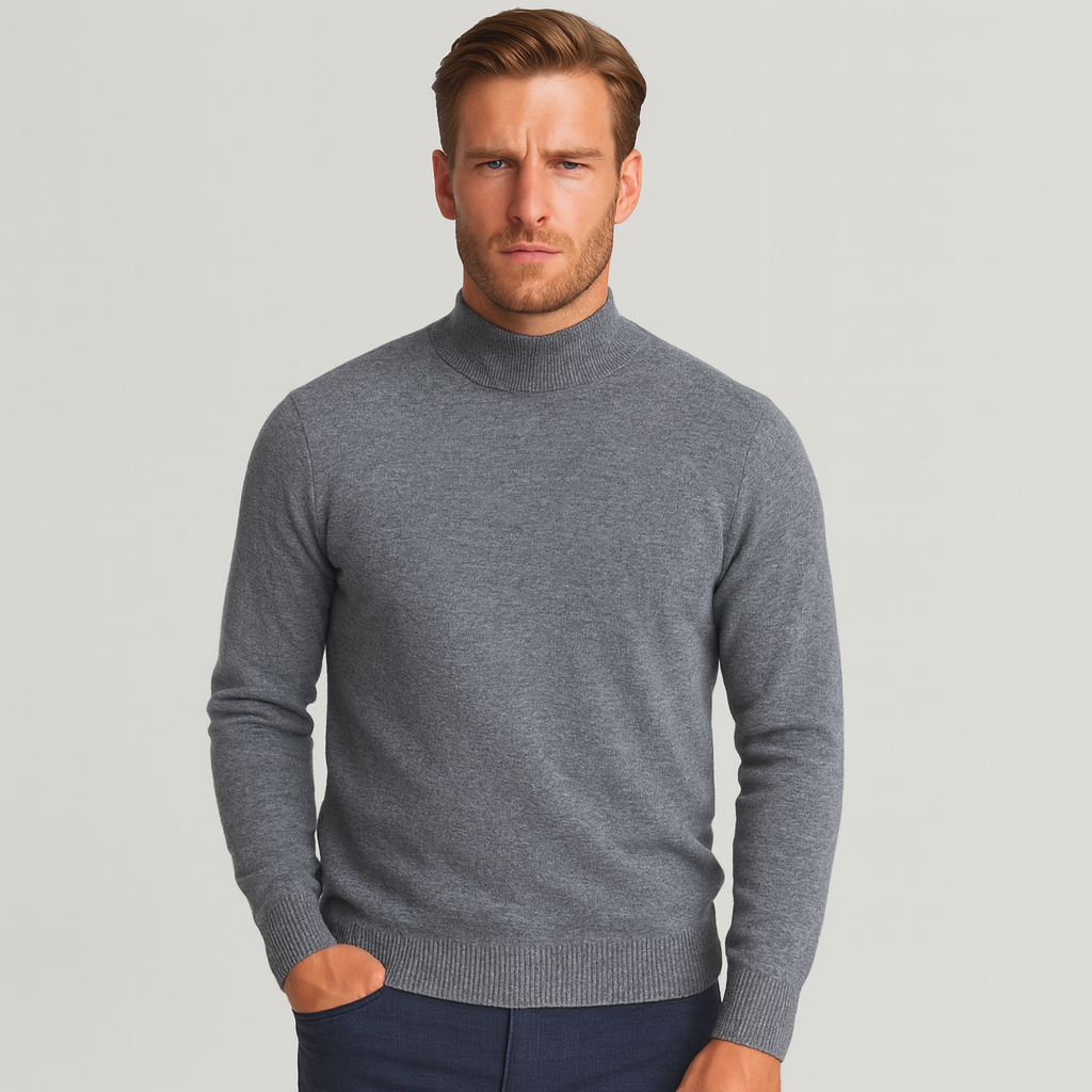 Vintares | Merino Blend Pullover with Half-High Turtleneck