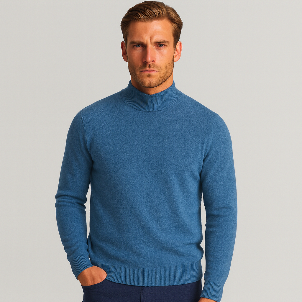 Vintares | Merino Blend Pullover with Half-High Turtleneck