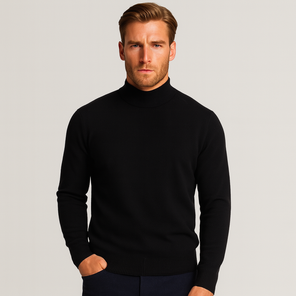 Vintares | Merino Blend Pullover with Half-High Turtleneck