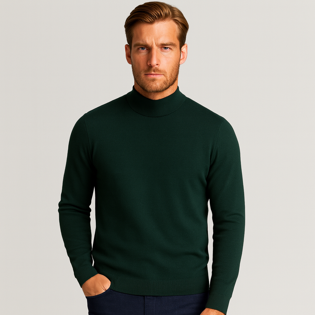 Vintares | Merino Blend Pullover with Half-High Turtleneck