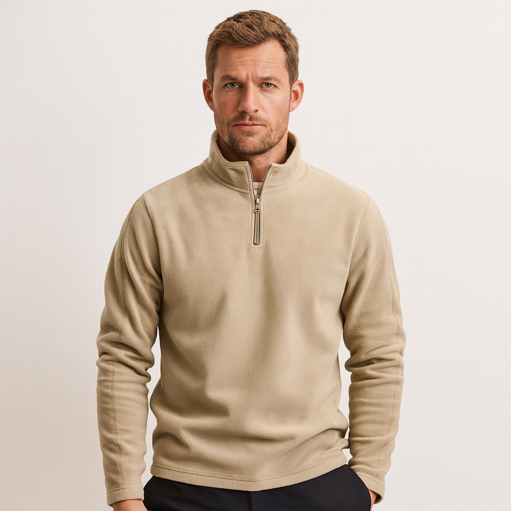 Vintares | Men's Fleece Sweater - Half-Zip Sweatshirt