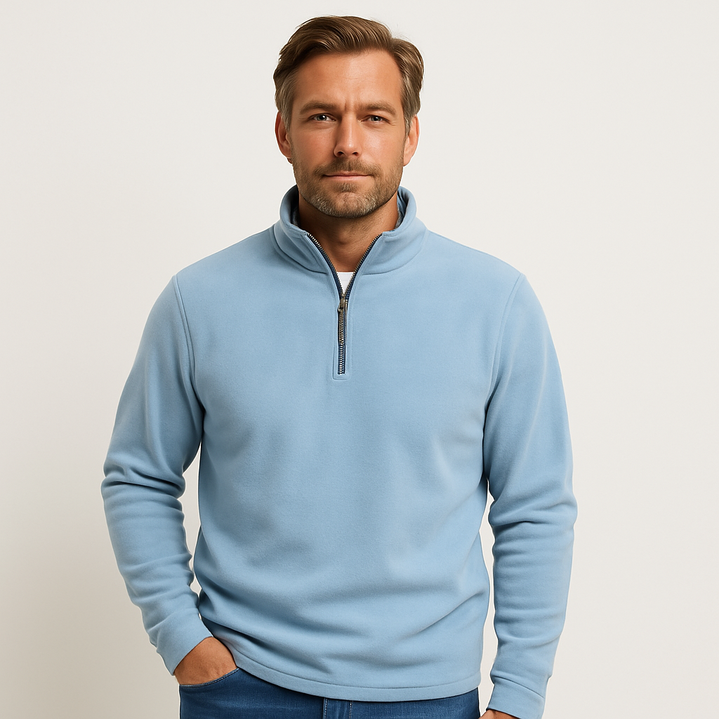 Vintares | Men's Fleece Sweater - Half-Zip Sweatshirt