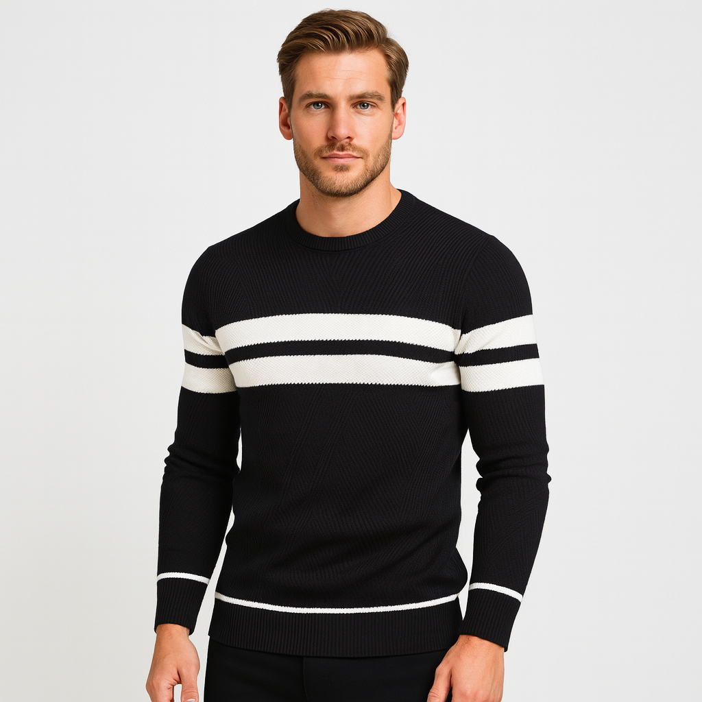 Vintares | Striped Sweater for Men - Crewneck Pullover