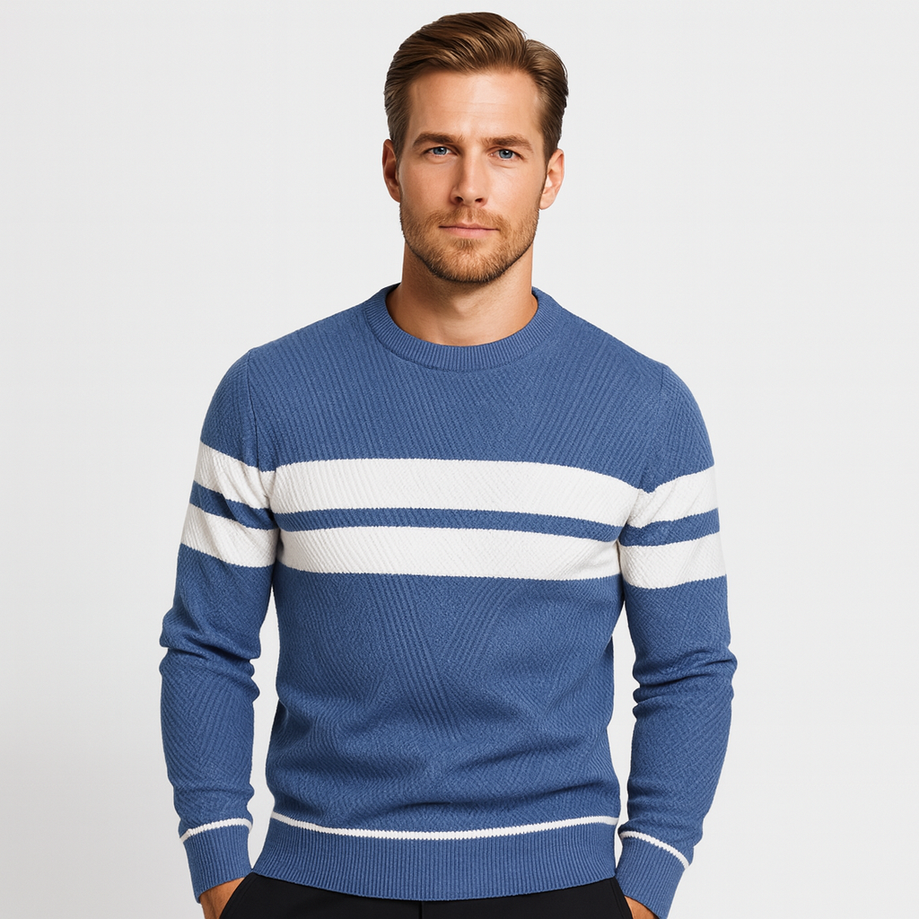 Vintares | Striped Sweater for Men - Crewneck Pullover