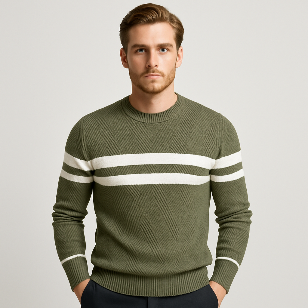 Vintares | Striped Sweater for Men - Crewneck Pullover