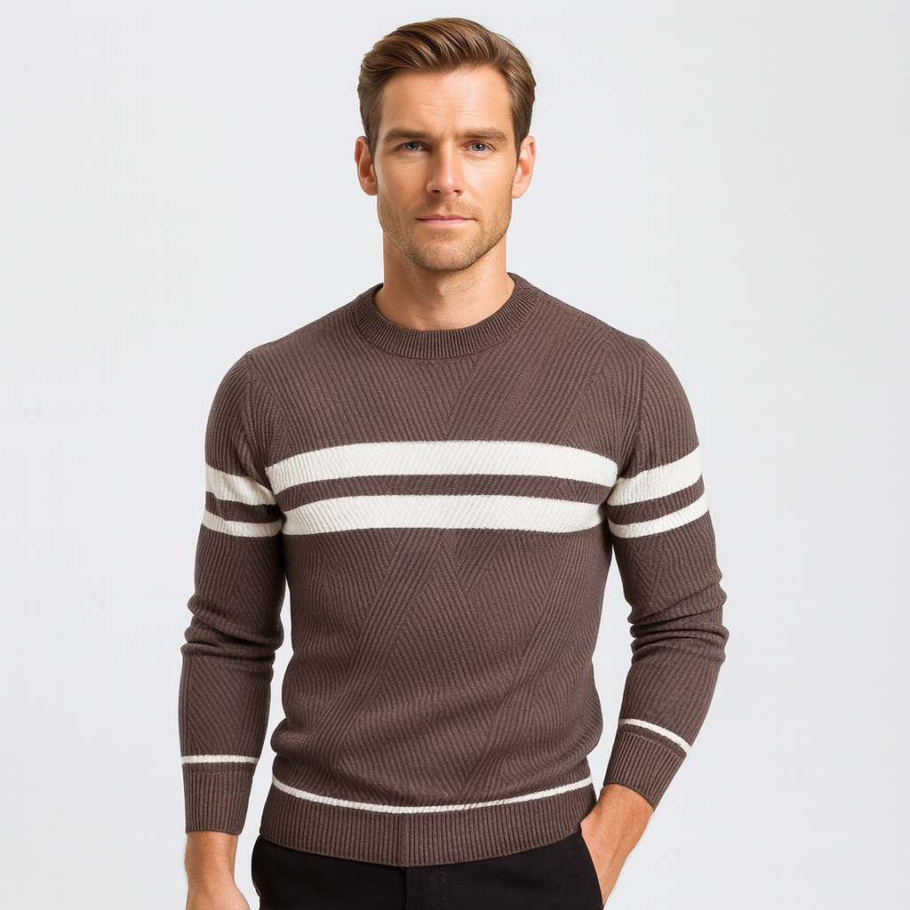 Vintares | Striped Sweater for Men - Crewneck Pullover