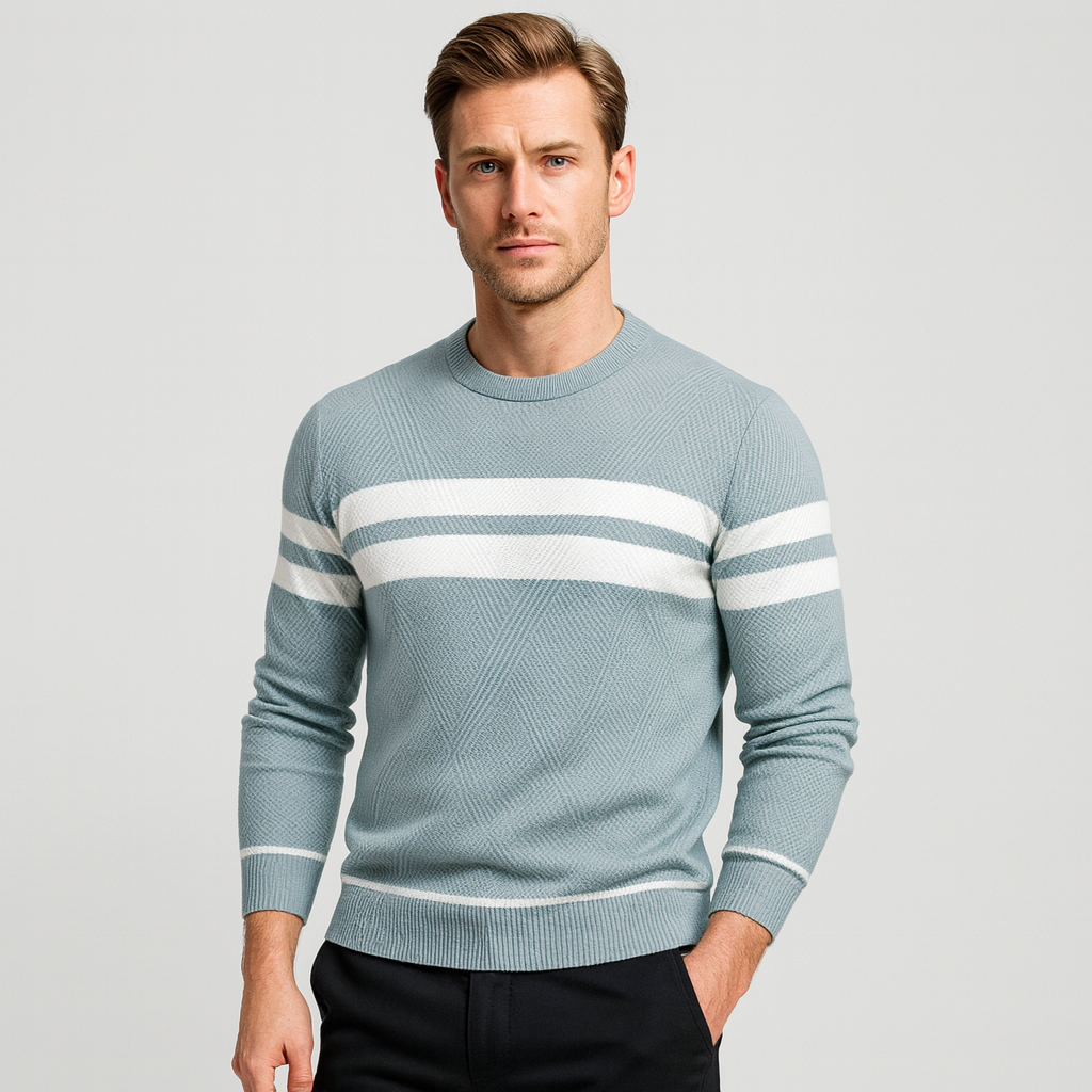 Vintares | Striped Sweater for Men - Crewneck Pullover