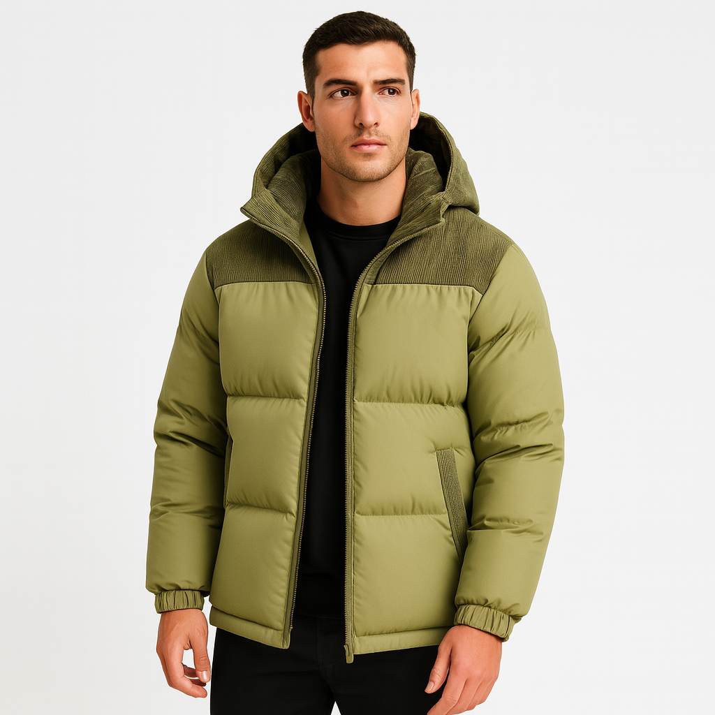Vintares | Corduoroy Detail Winter Puffer for Men