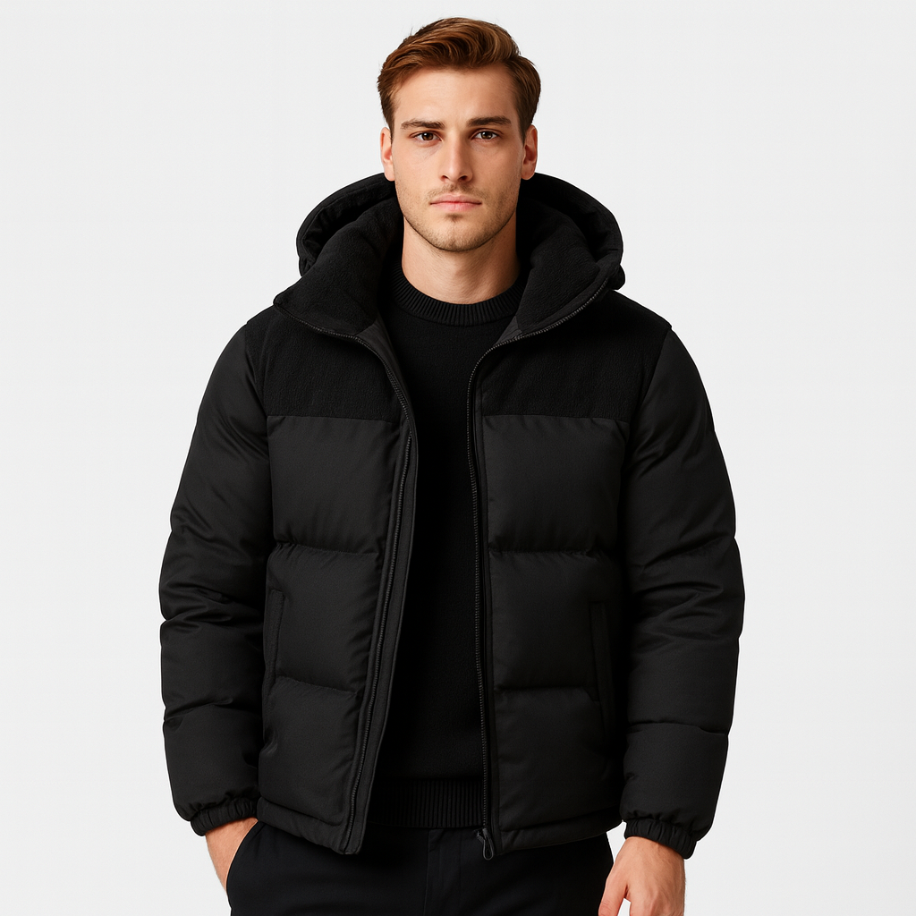 Vintares | Corduoroy Detail Winter Puffer for Men