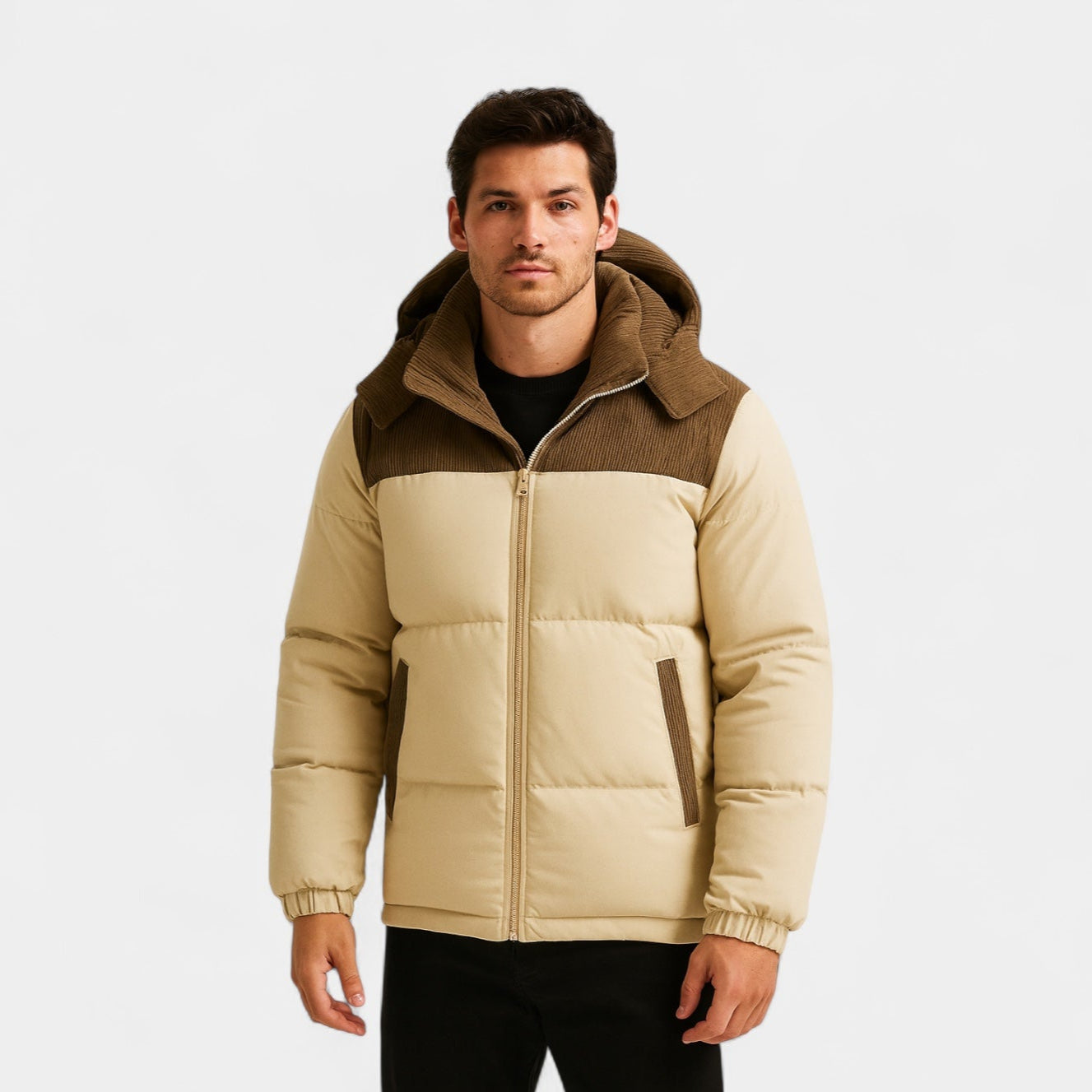 Vintares | Corduoroy Detail Winter Puffer for Men