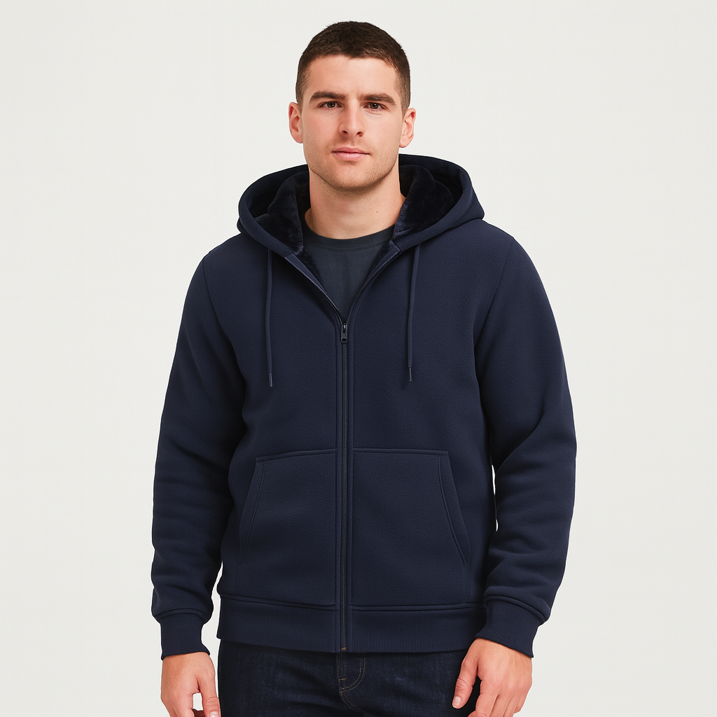 Vintares | Sherpa Fleece Zip Hoodie for Men