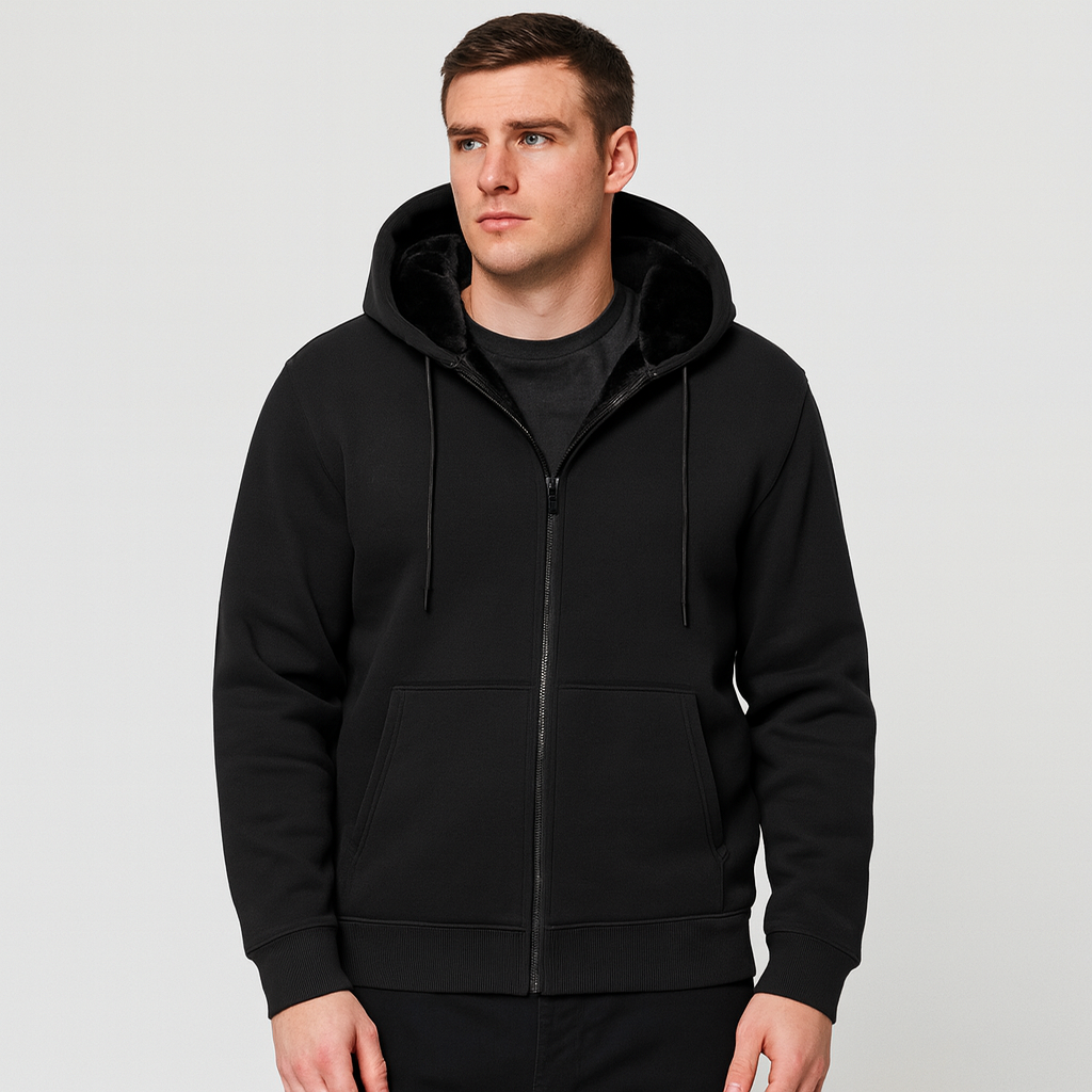 Vintares | Sherpa Fleece Zip Hoodie for Men