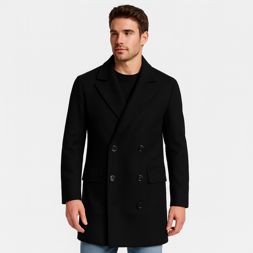 Vintares | Double-Breasted Long Coat for Men