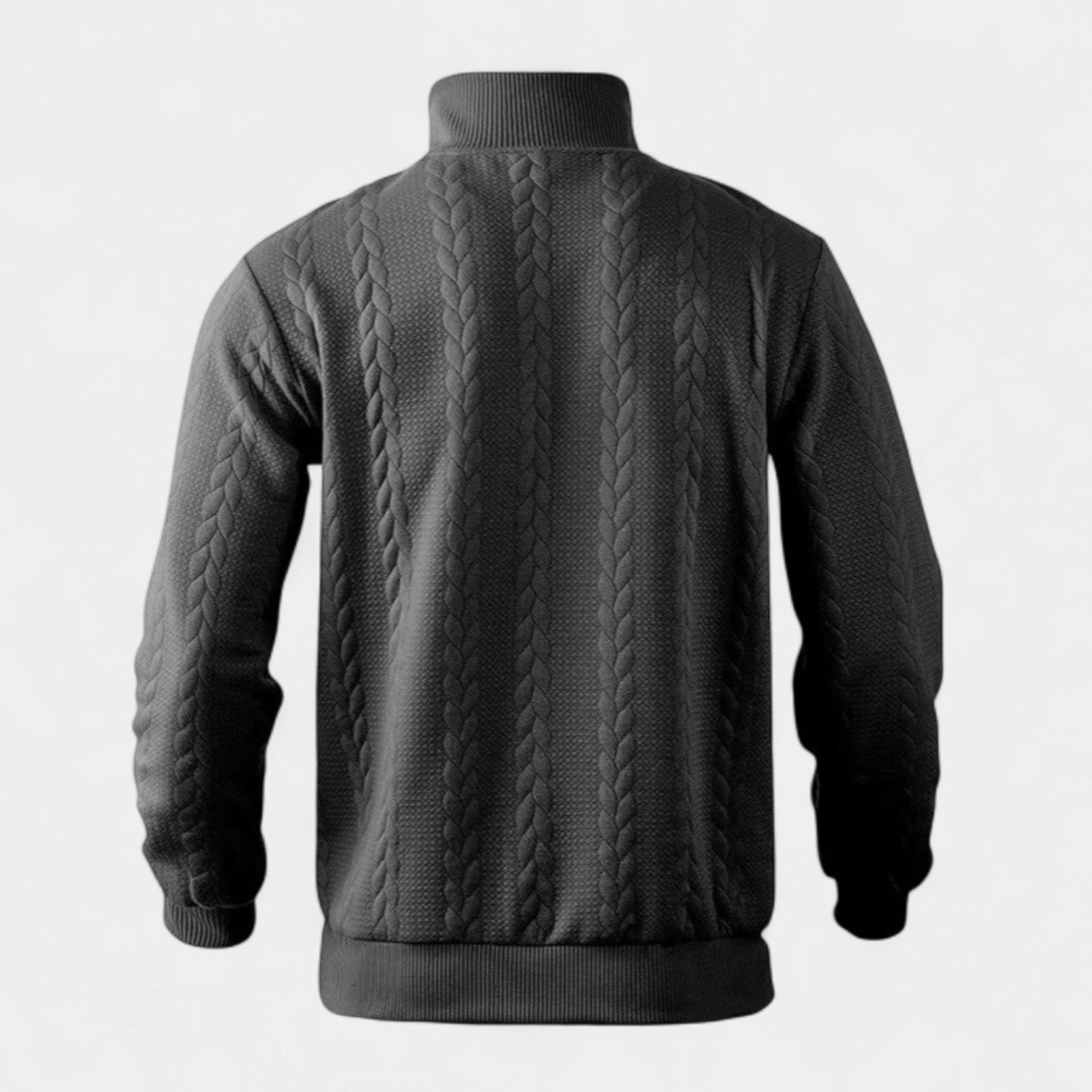 Vintares | Merino Half-Zip Sweater with High Collar - Cable Knitted