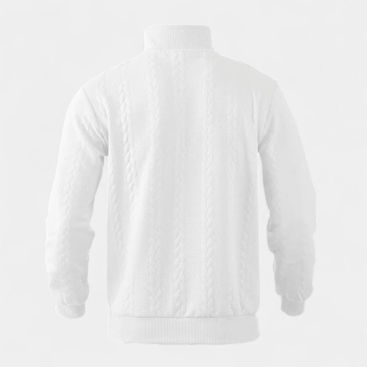 Vintares | Merino Half-Zip Sweater with High Collar - Cable Knitted