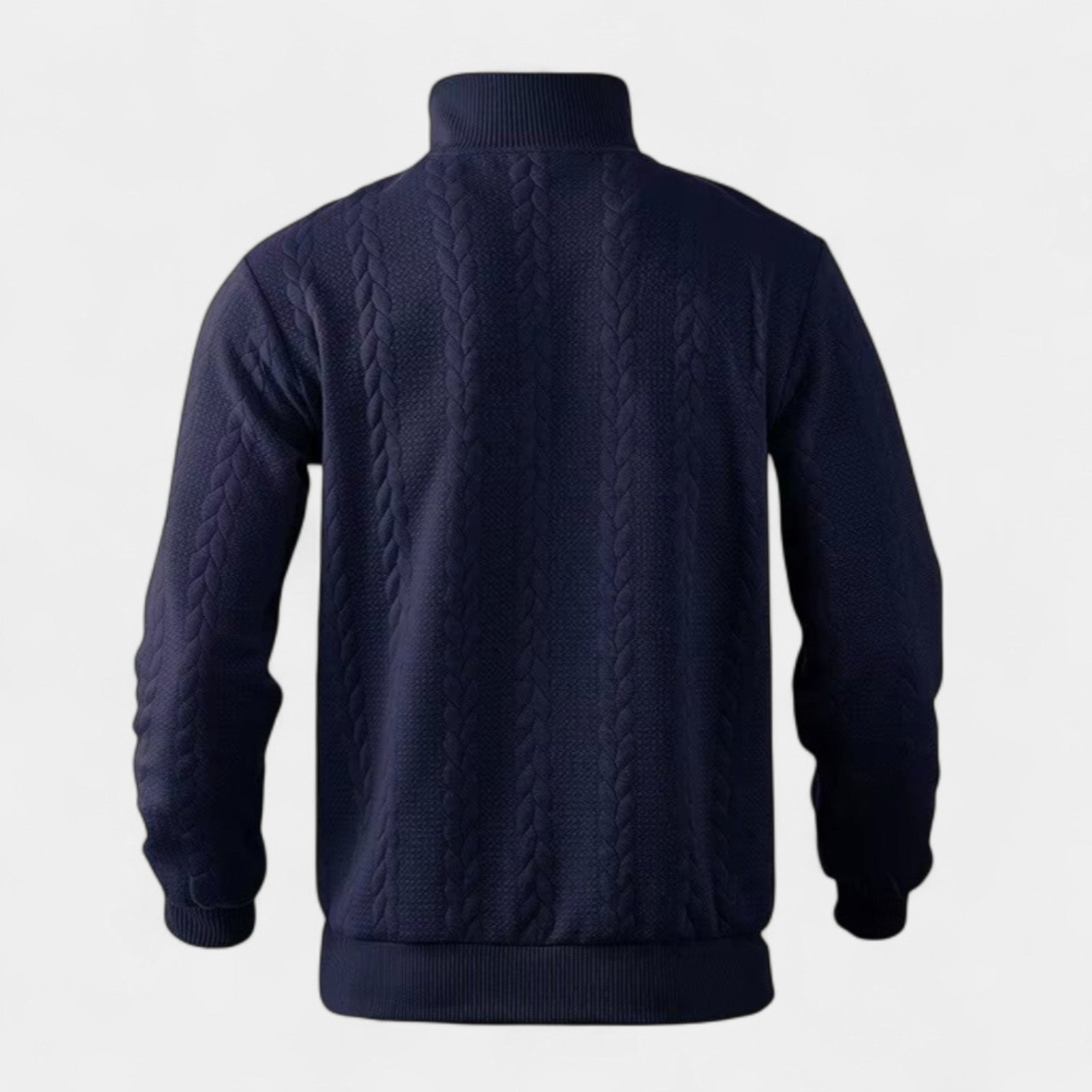 Vintares | Merino Half-Zip Sweater with High Collar - Cable Knitted