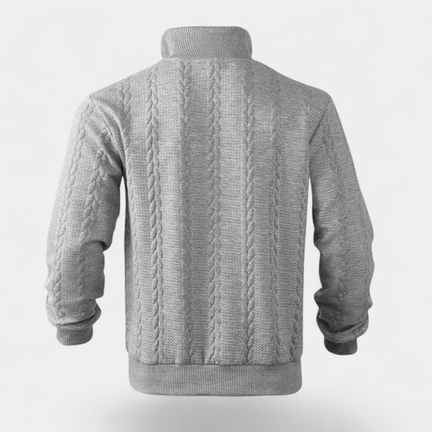 Vintares | Merino Half-Zip Sweater with High Collar - Cable Knitted