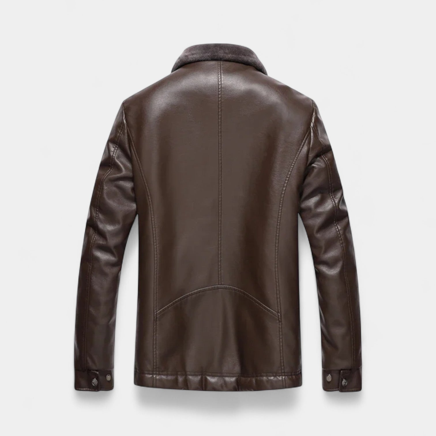 Vintares | Leather Biker Jacket with Fleece Lining and Fur Collar