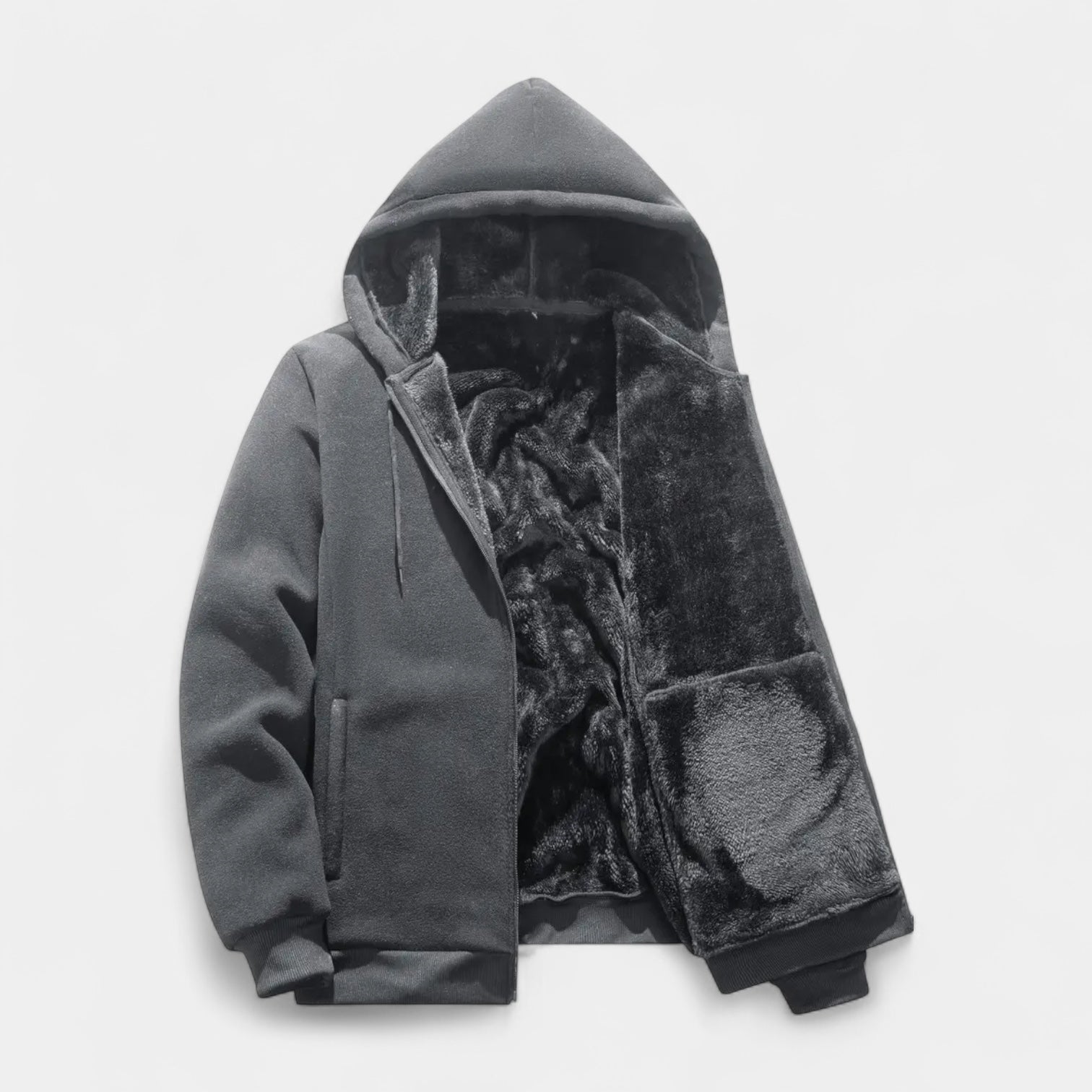 Vintares | Sherpa Fleece Zip Hoodie for Men