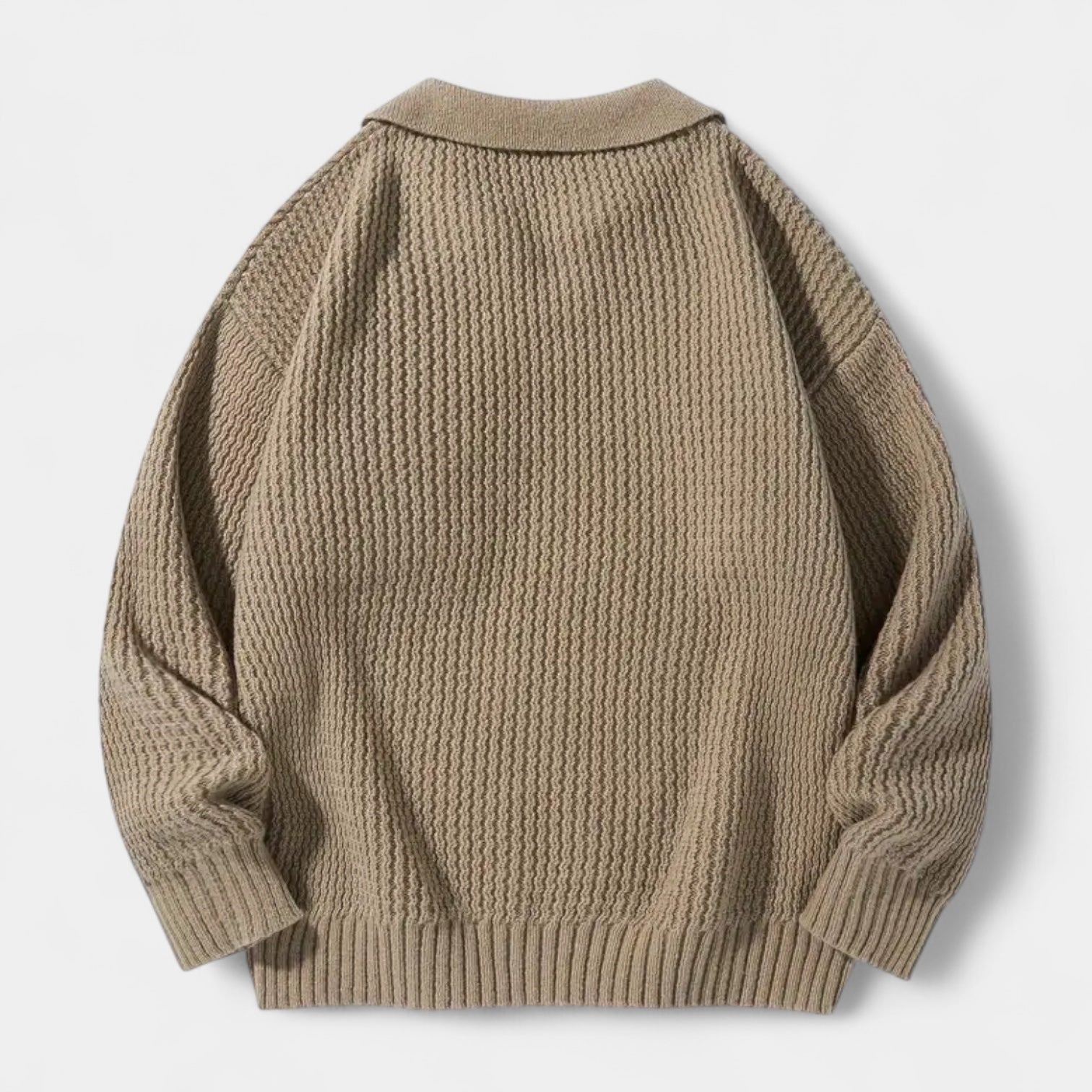 Vintares | Textured Knit Polo Sweater for Men