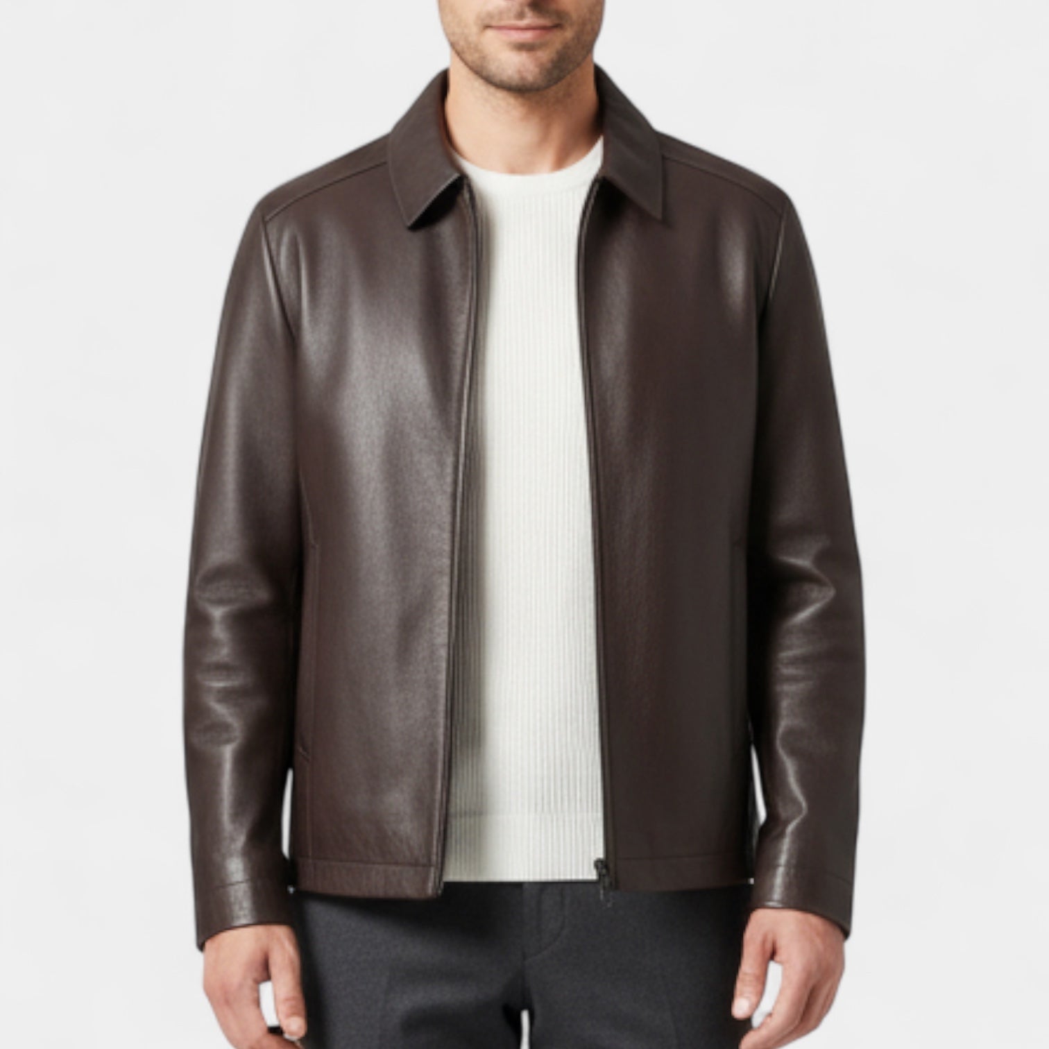 Vintares | Genuine Leather Jacket for Men – Classic Minimalist Design