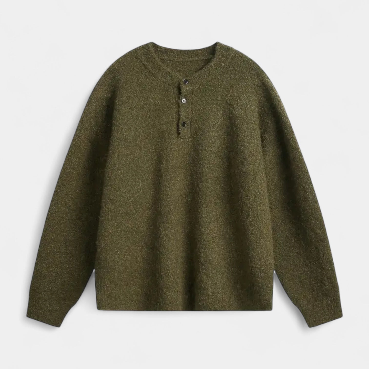 Vintares | Casual Long-Sleeve Henley Shirt in Wool