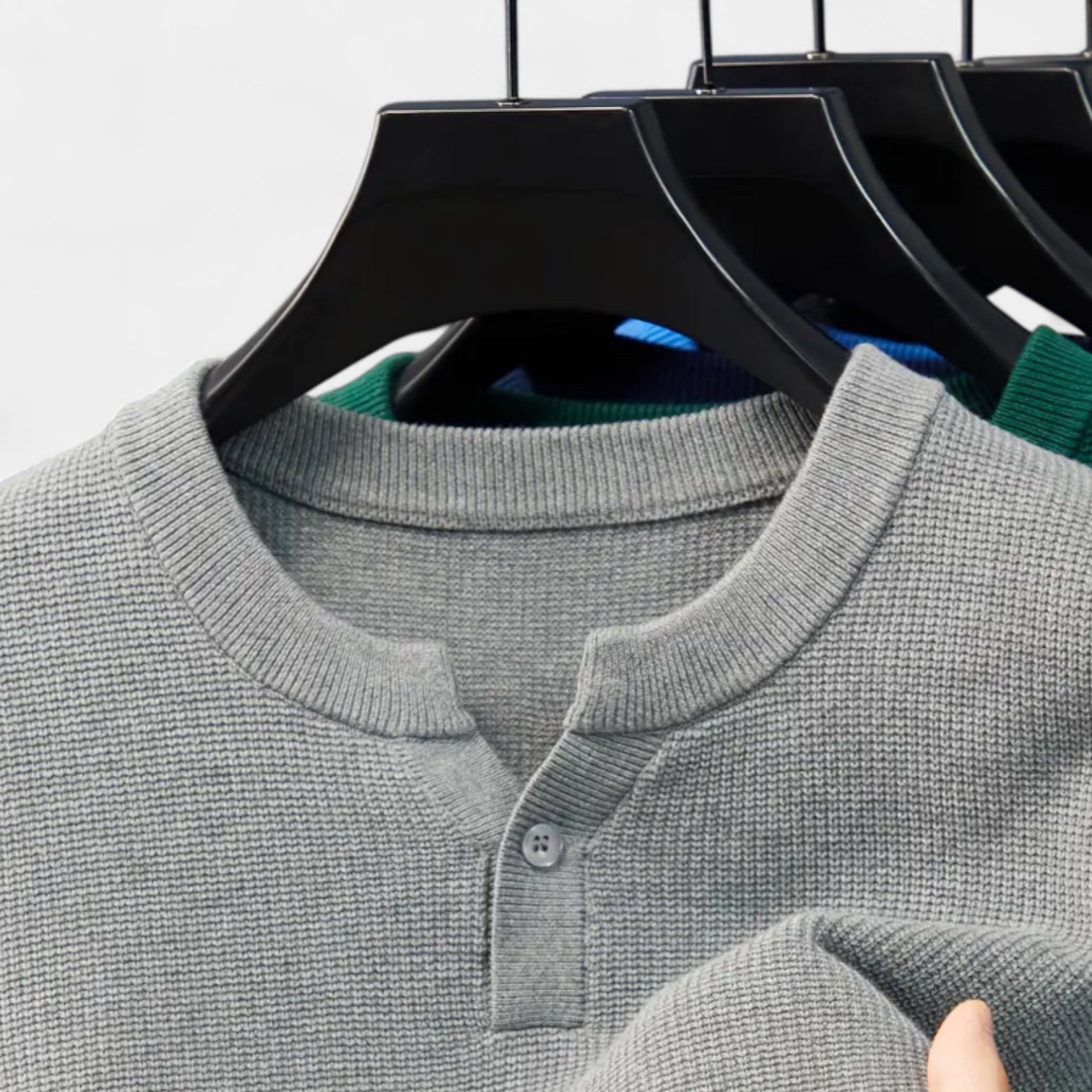 Vintares | Casual Knitted Henley Longsleeve for Men