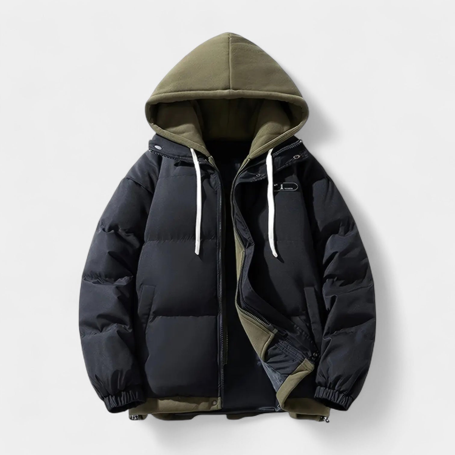 Vintares | Layered Hooded Puffer Jacket for Men