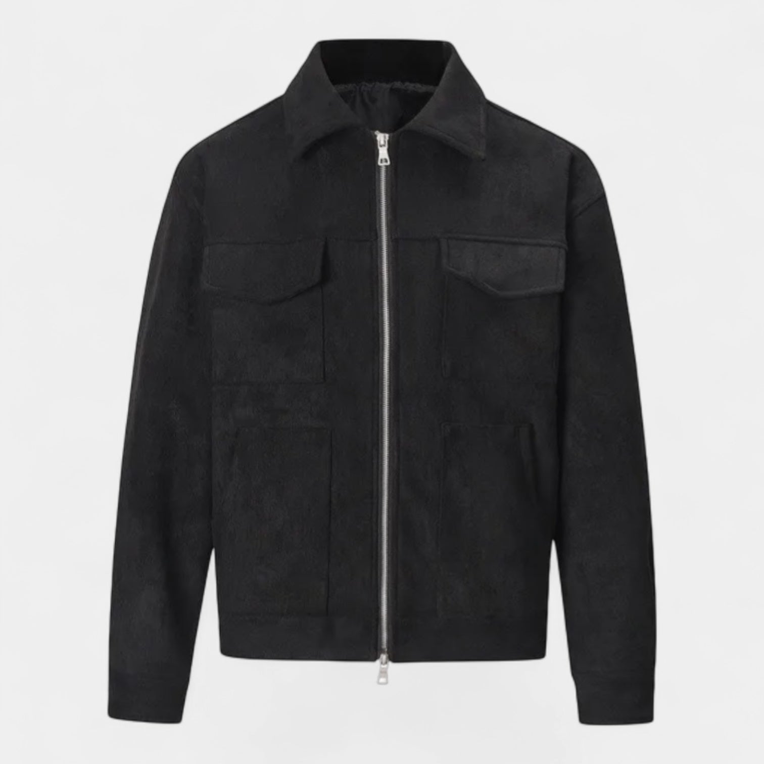 Vintares | Casual Faux Suede Jacket for Men - Double Zippers