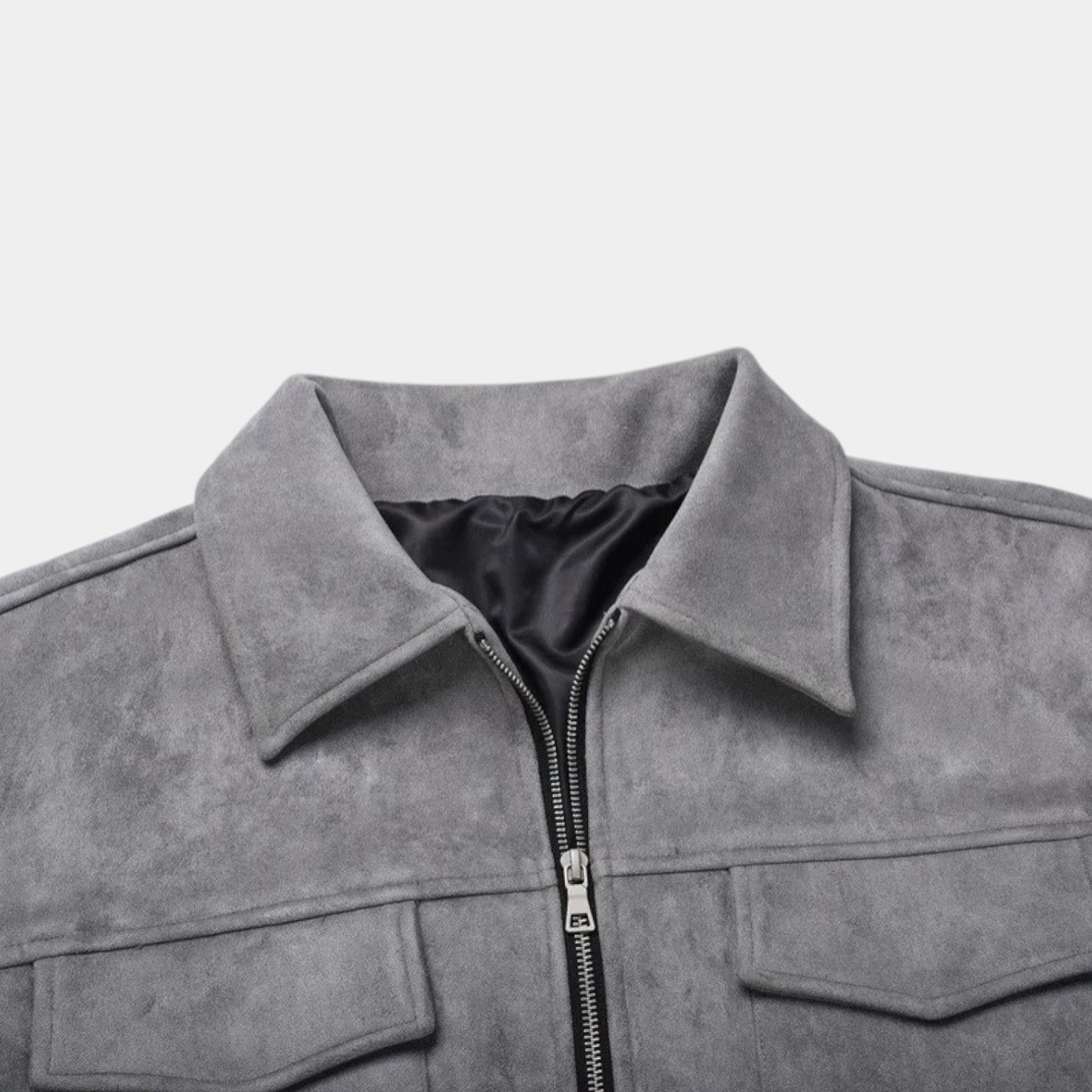 Vintares | Casual Faux Suede Jacket for Men - Double Zippers