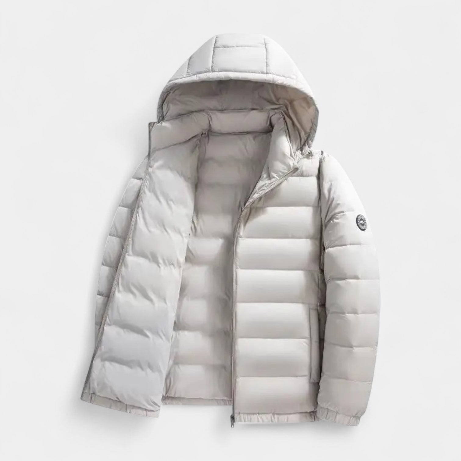Quilted Hooded Puffer Jacket Full Zip for Men