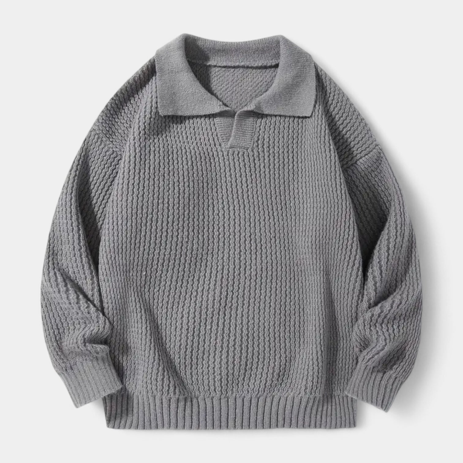 Vintares | Textured Knit Polo Sweater for Men