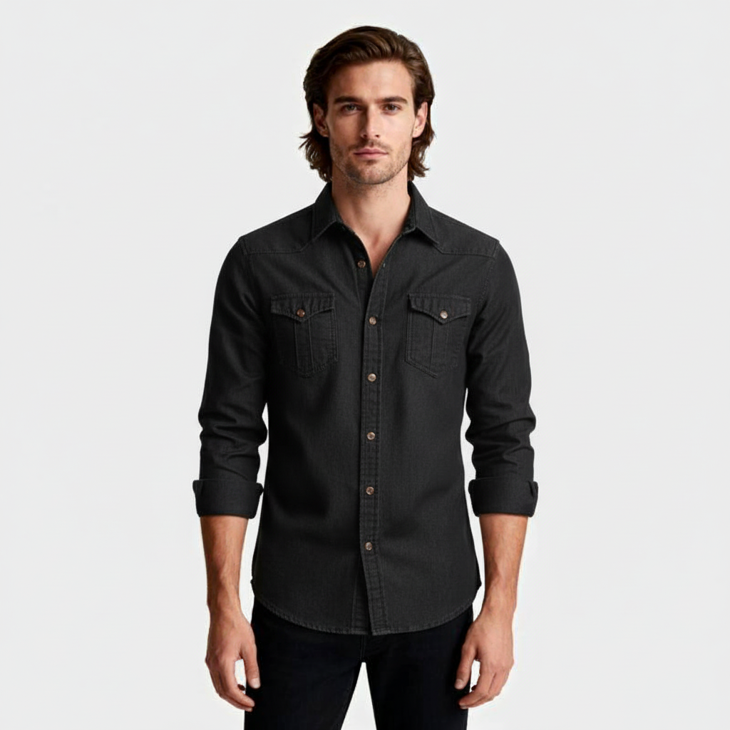 Denim Button-Up Shirt Regular Fit for Men