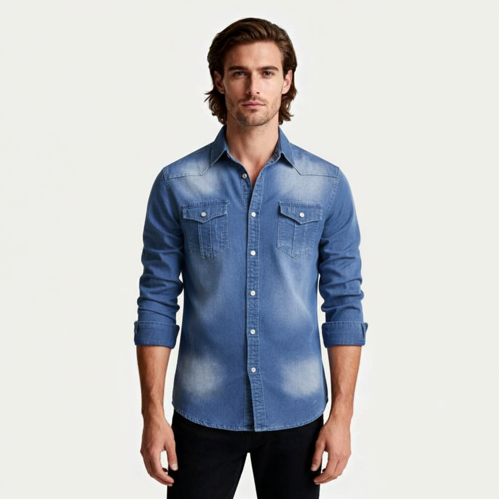 Denim Button-Up Shirt Regular Fit for Men