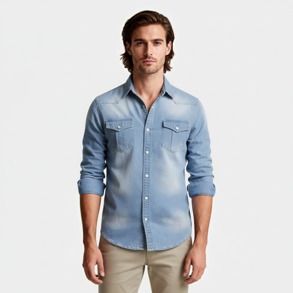 Denim Button-Up Shirt Regular Fit for Men