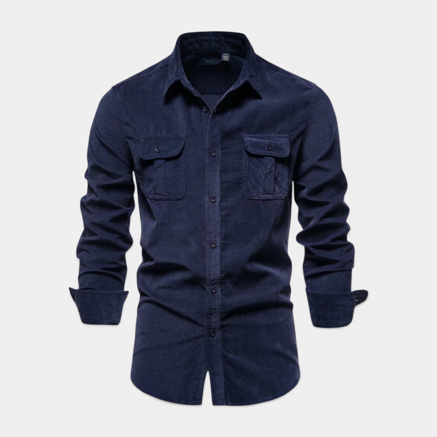 Button-Up Shirt Dual Chest Pockets Structured Fit for Men