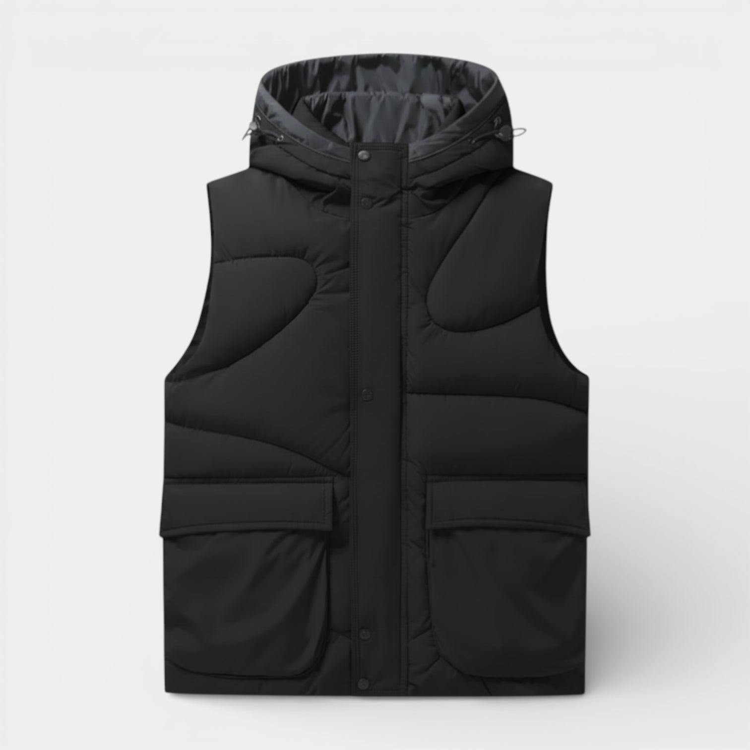 Vintares | Men’s Snap-Front Hooded Quilted Vest - Patch Pockets